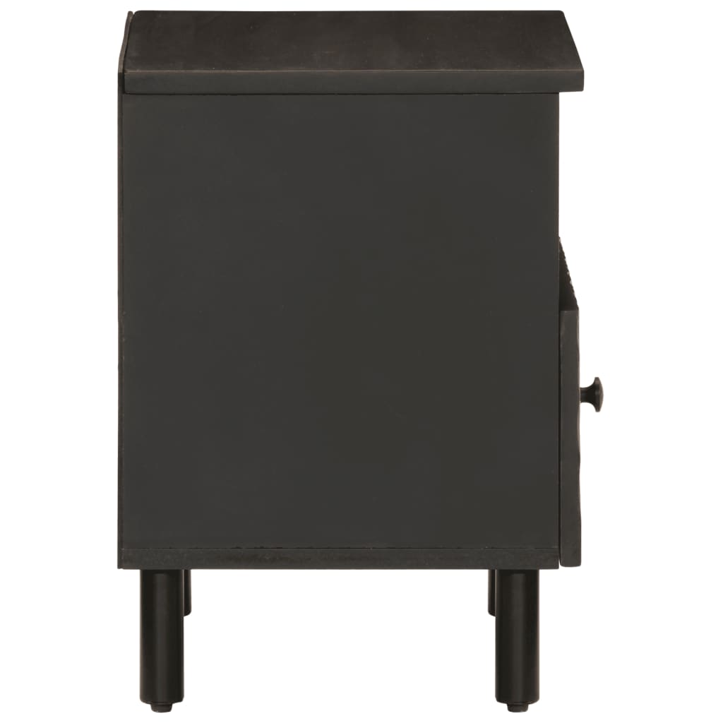 Mesita de noche Macadamia cajón + compartimento madera de mango negro 46x40x33 cm perfil