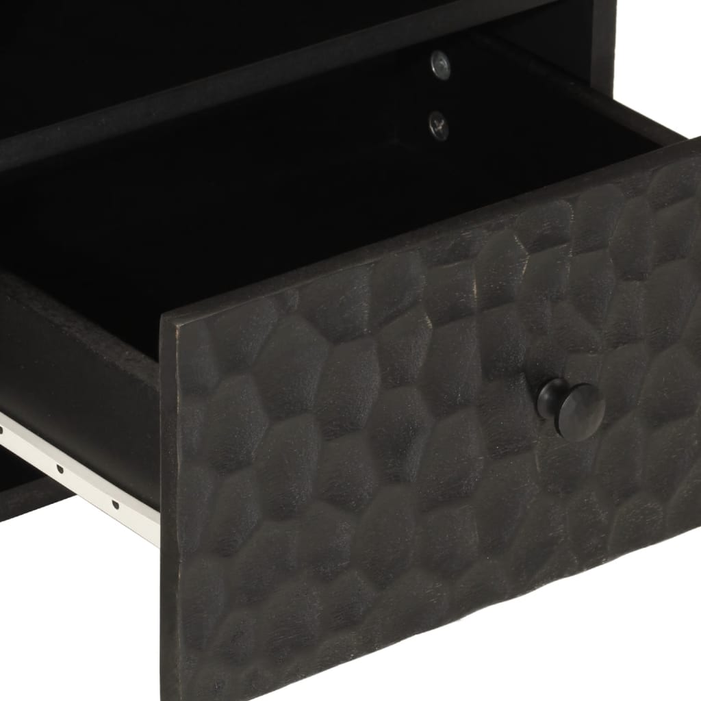 Mesita de noche Macadamia cajón + compartimento madera de mango negro 46x40x33 cm