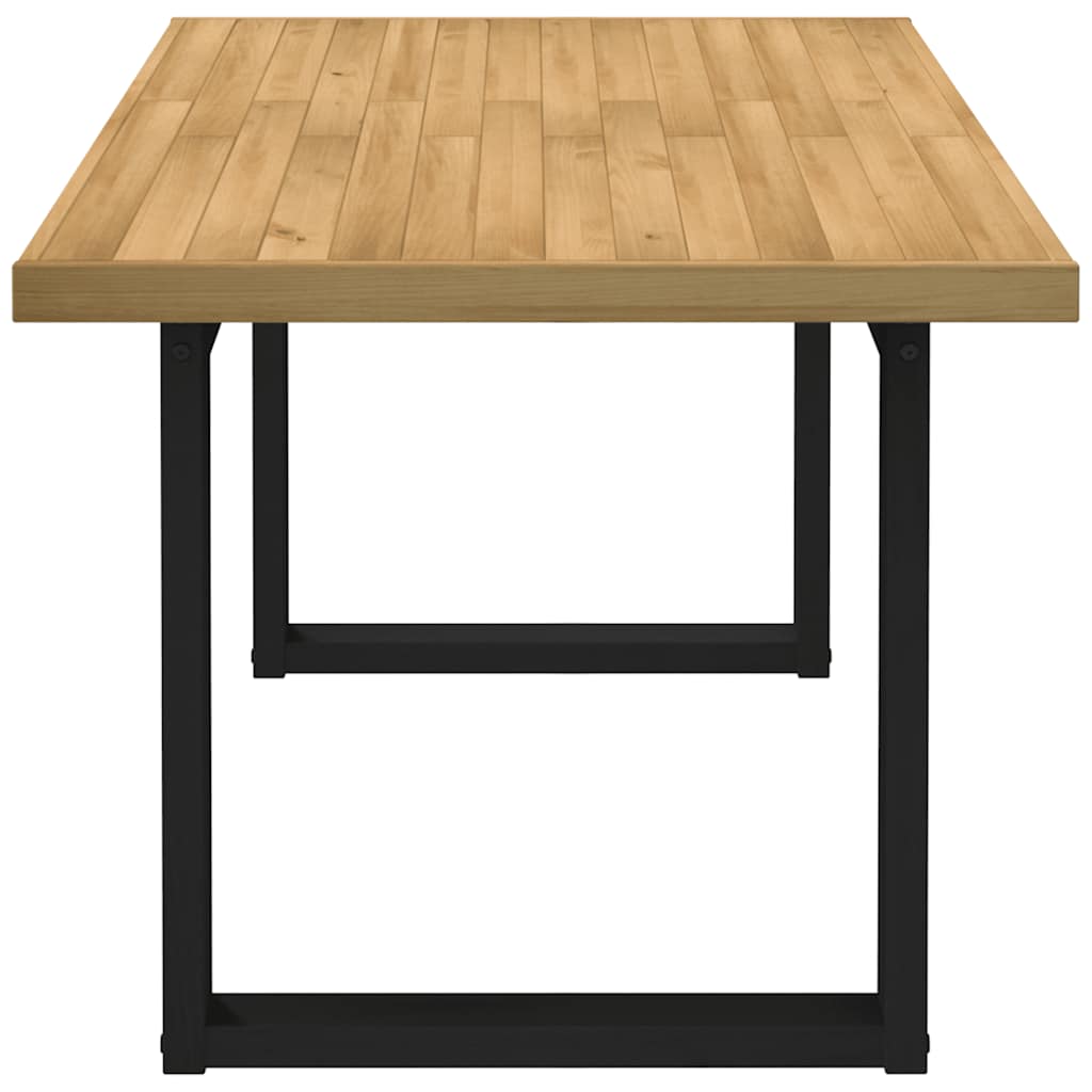 Mesa de comedor Noain diseño U madera de pino natural/negro 75x160x90 cm perfil