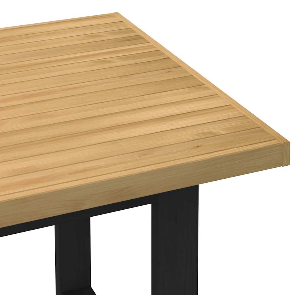 Mesa de comedor Noain diseño U madera de pino natural/negro 75x160x90 cm detalle