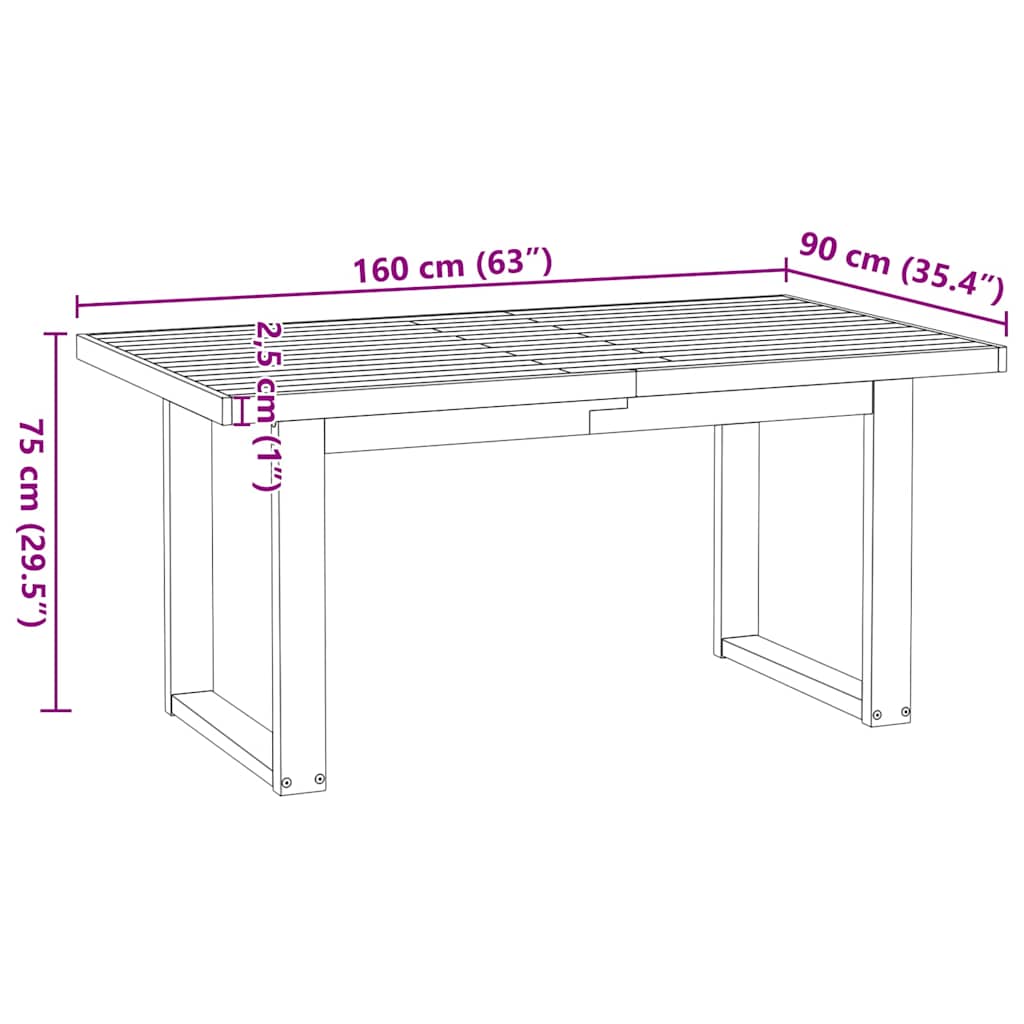Mesa de comedor Noain diseño U madera de pino natural/negro 75x160x90 cm medidas