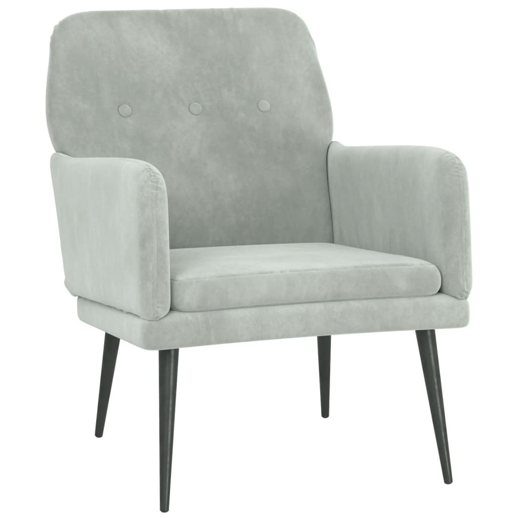 Sillón Calatea acolchado con reposabrazos gris claro 79x62x79 cm fondo blanco