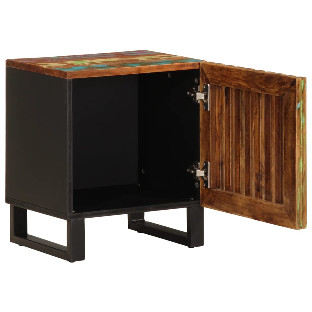 Mesita de noche Azalea con puerta madera reciclada multicolor 46x40x34 cm interior