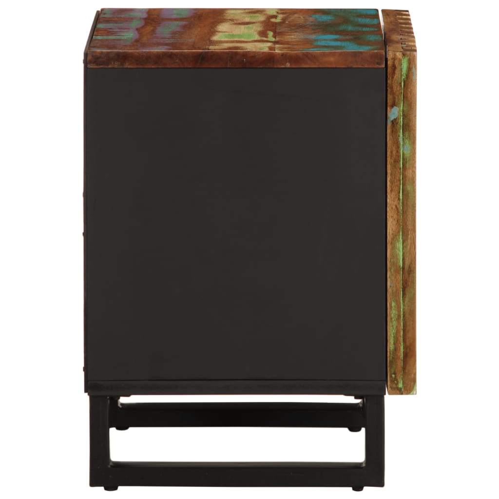 Mesita de noche Azalea con puerta madera reciclada multicolor 46x40x34 cm perfil