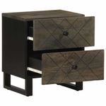 Mesita de noche Charoita 2 cajones madera de mango negro 46x40x33 cm interior