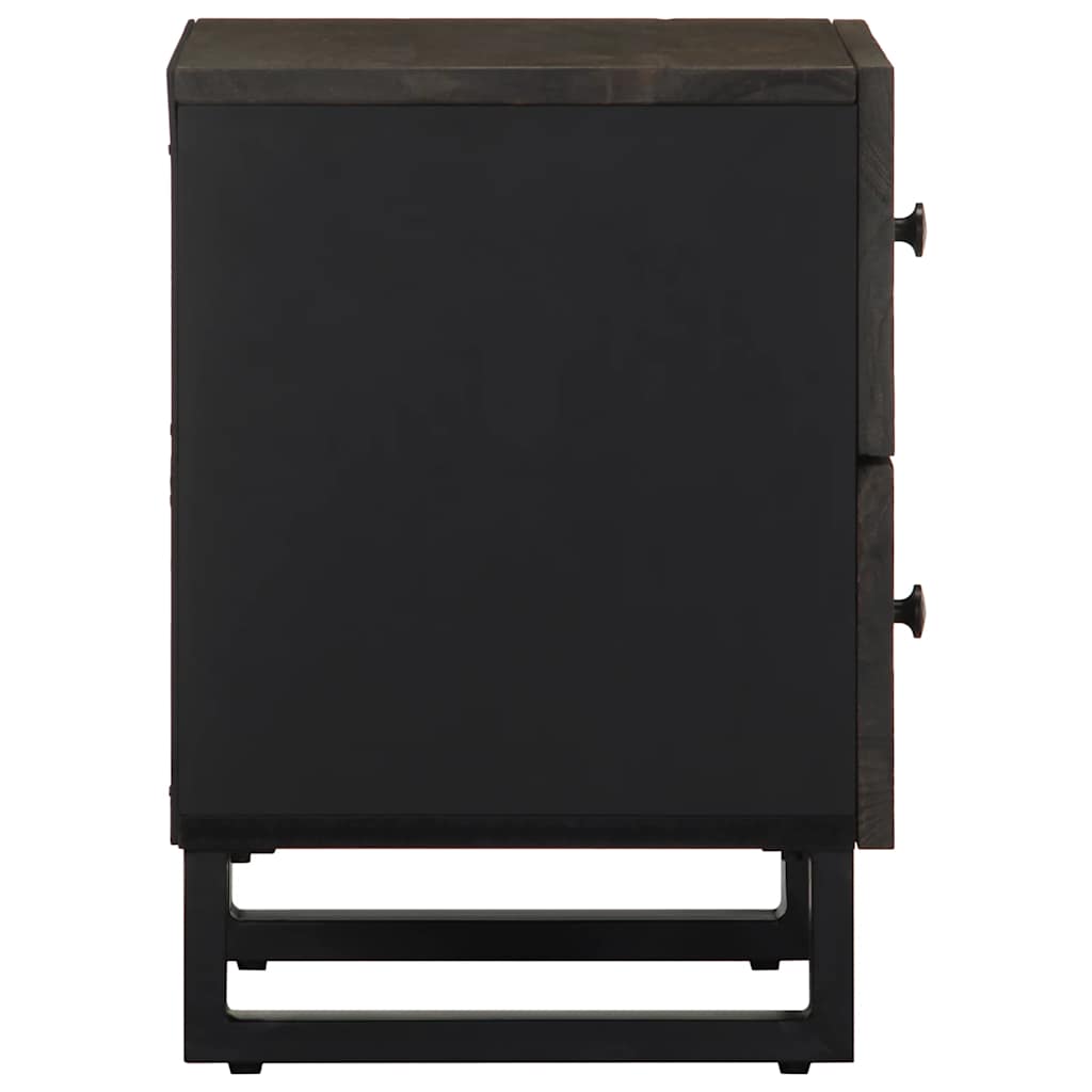 Mesita de noche Charoita 2 cajones madera de mango negro 46x40x33 cm perfil
