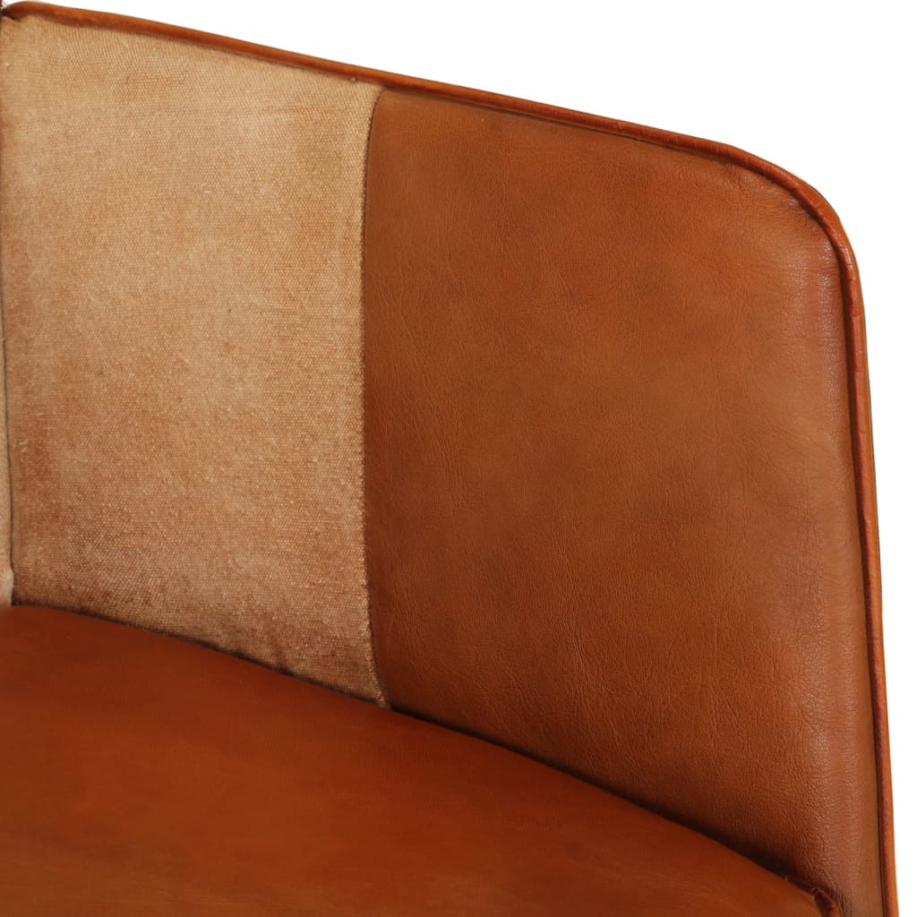 Sillón orejero Remo marrón/crema cuero 97x41x55 cm