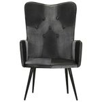 Sillón orejero Remo negro/gris cuero 97x41x55 cm