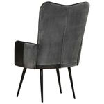 Sillón orejero Remo negro/gris cuero 97x41x55 cm