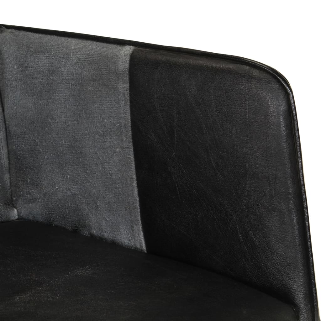 Sillón orejero Remo negro/gris cuero 97x41x55 cm