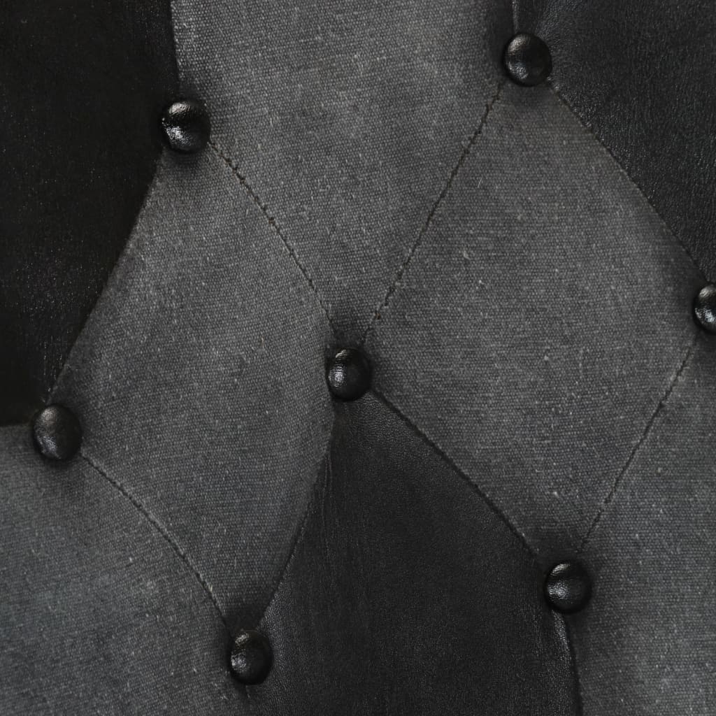 Sillón orejero Remo negro/gris cuero 97x41x55 cm