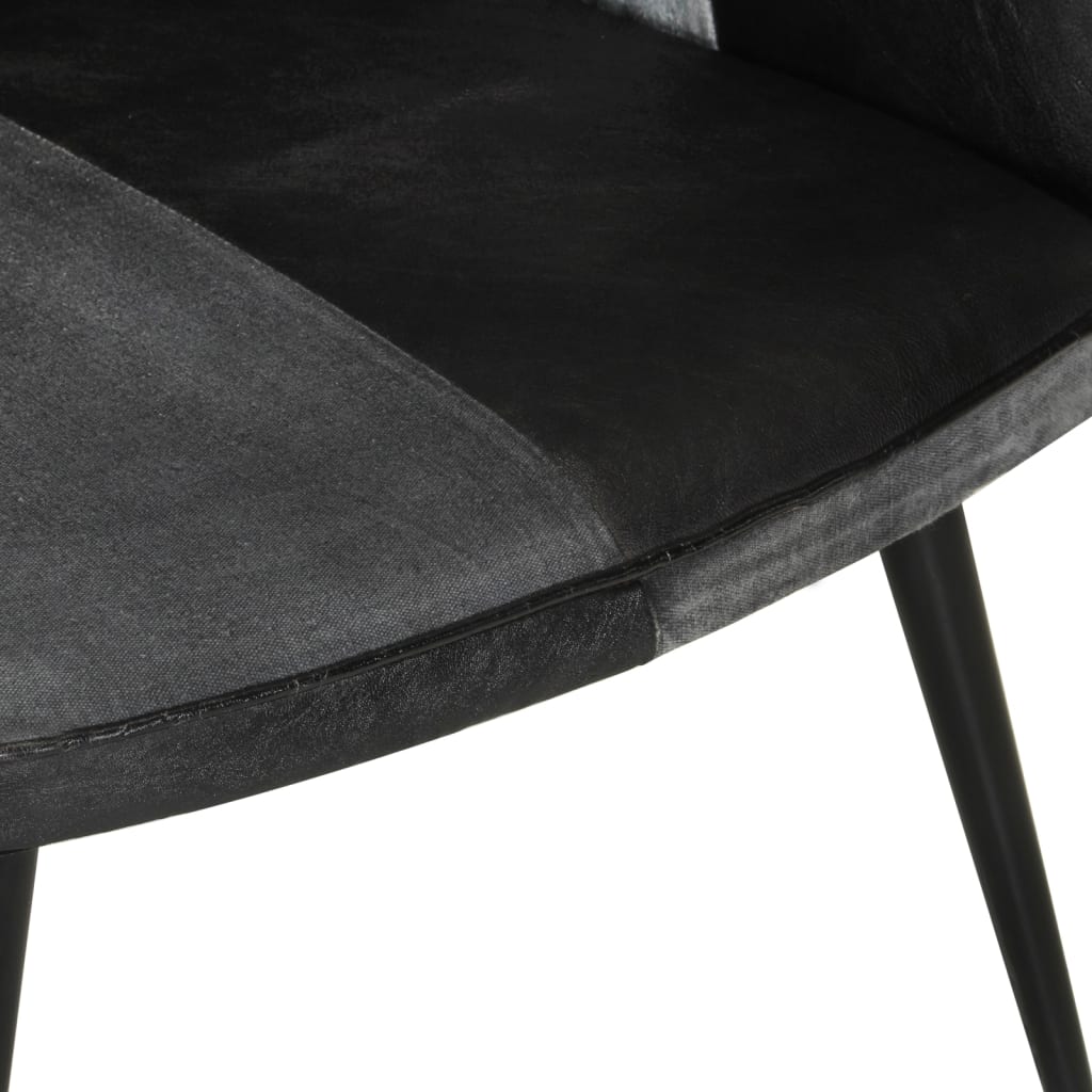 Sillón orejero Remo negro/gris cuero 97x41x55 cm