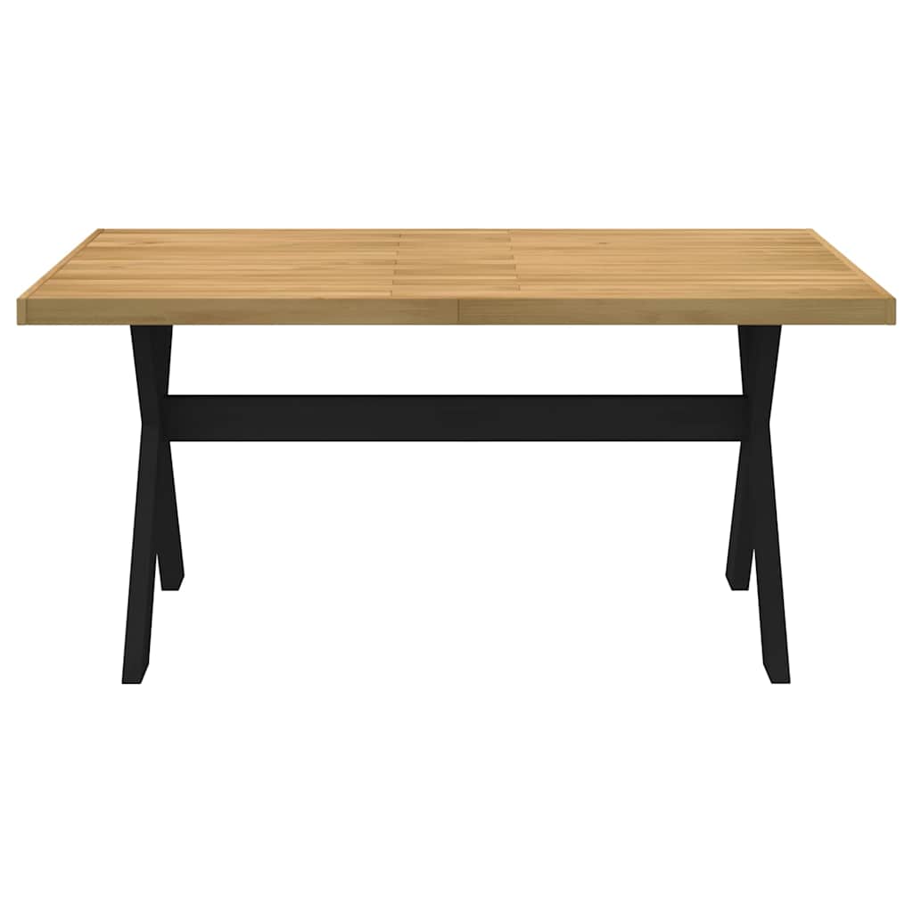 Mesa de comedor Noain diseño X madera de pino natural/negro 75x160x90 cm frontal