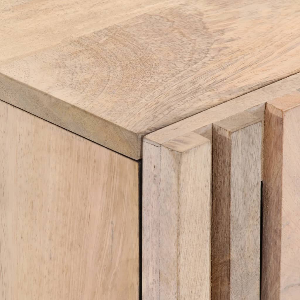 Mesita de noche Helecho con puerta madera de mango natural 46x40x34 cm detalle
