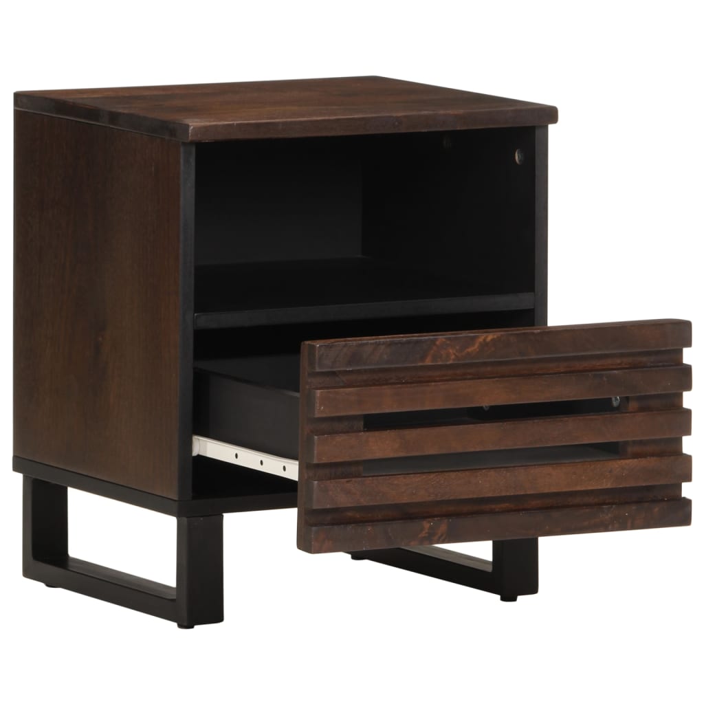 Mesita de noche Clavelina 1 cajón + compartimento madera de mango marrón oscuro 46x40x34 cm interior