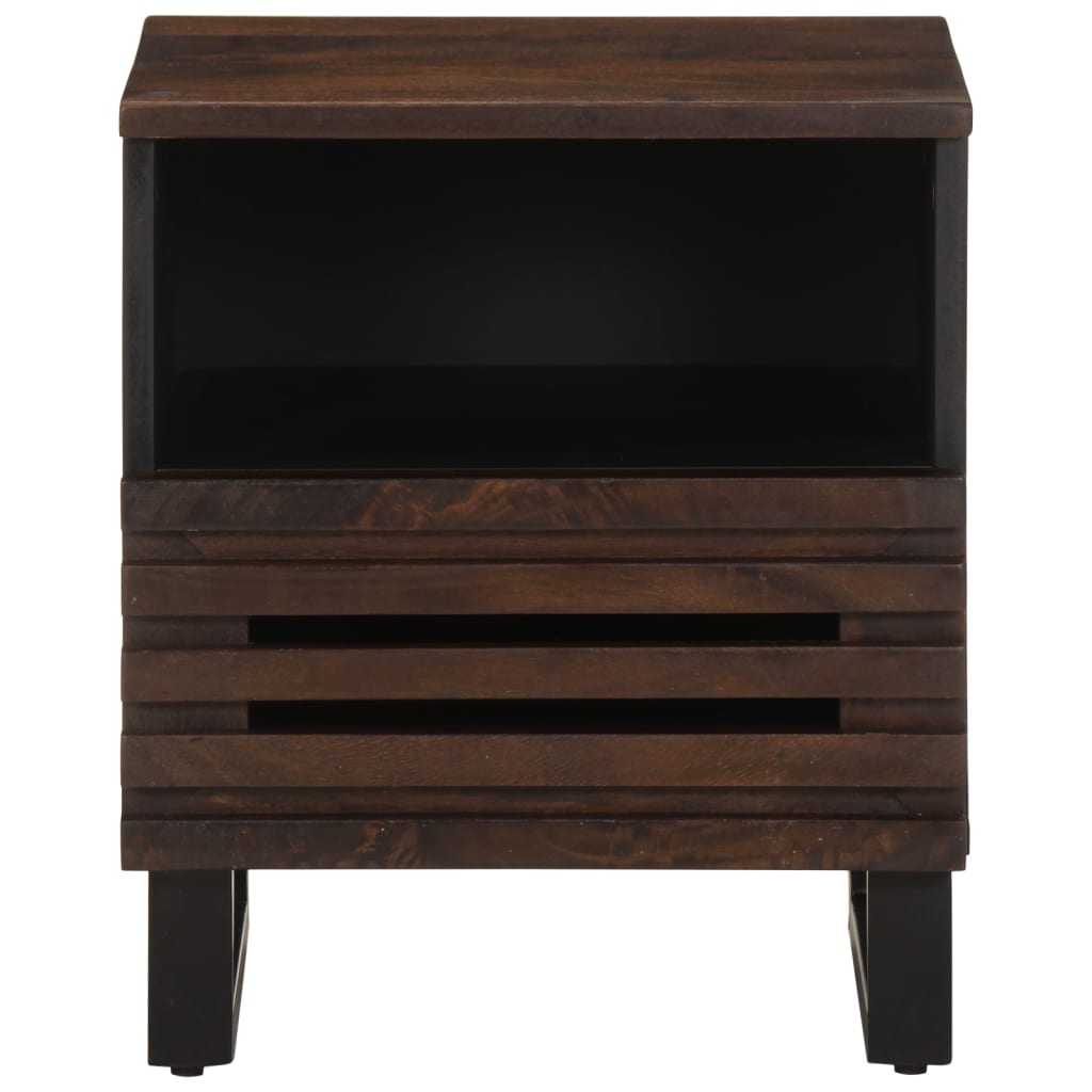 Mesita de noche Clavelina 1 cajón + compartimento madera de mango marrón oscuro 46x40x34 cm frontal