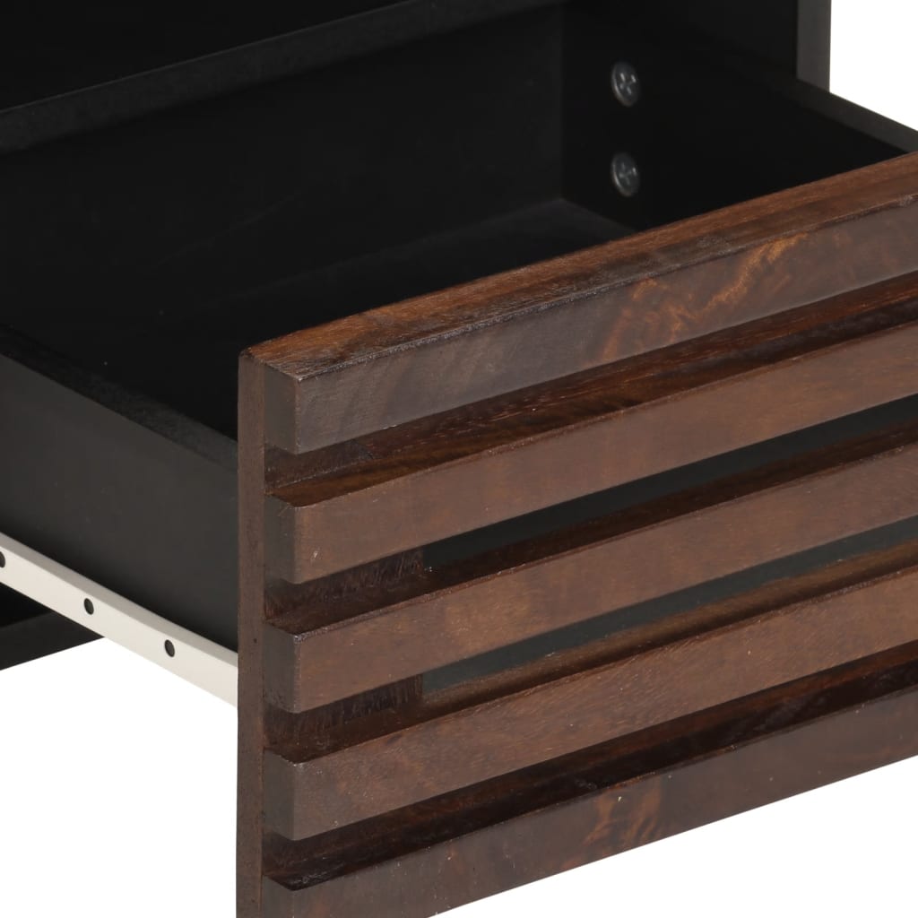 Mesita de noche Clavelina 1 cajón + compartimento madera de mango marrón oscuro 46x40x34 cm