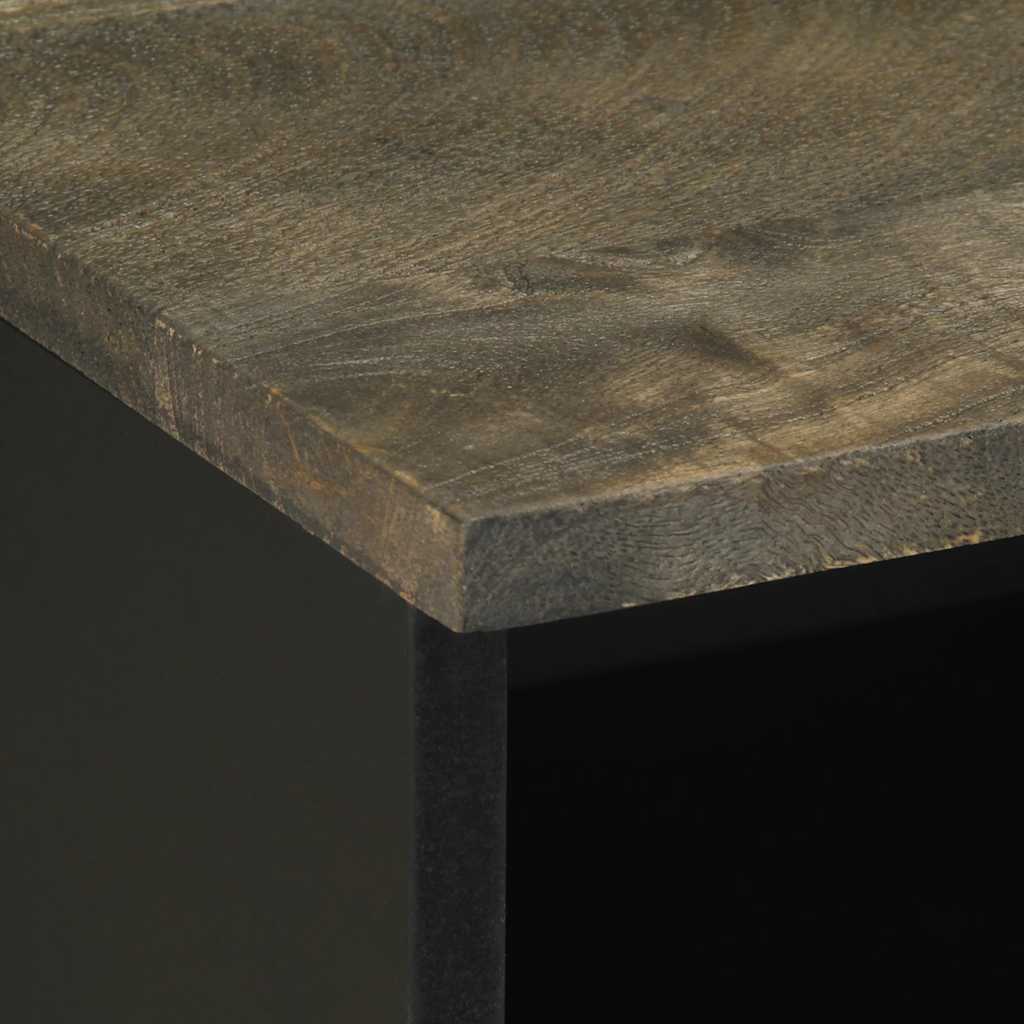 Mesita de noche Quiastolita 1 cajón + compartimento madera de mango negro 46x40x33 cm detalle