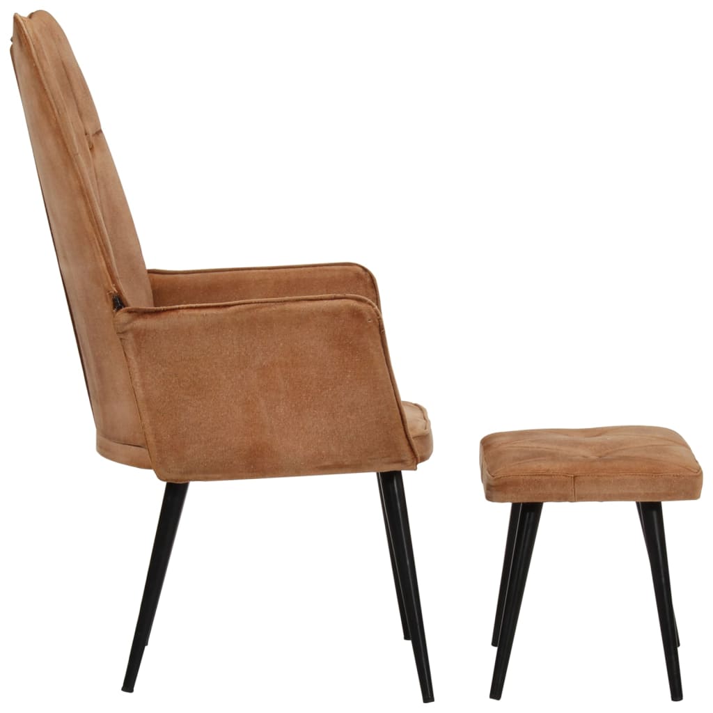 Sillón orejero Anturio con reposapiés marrón 97x55x41 cm perfil