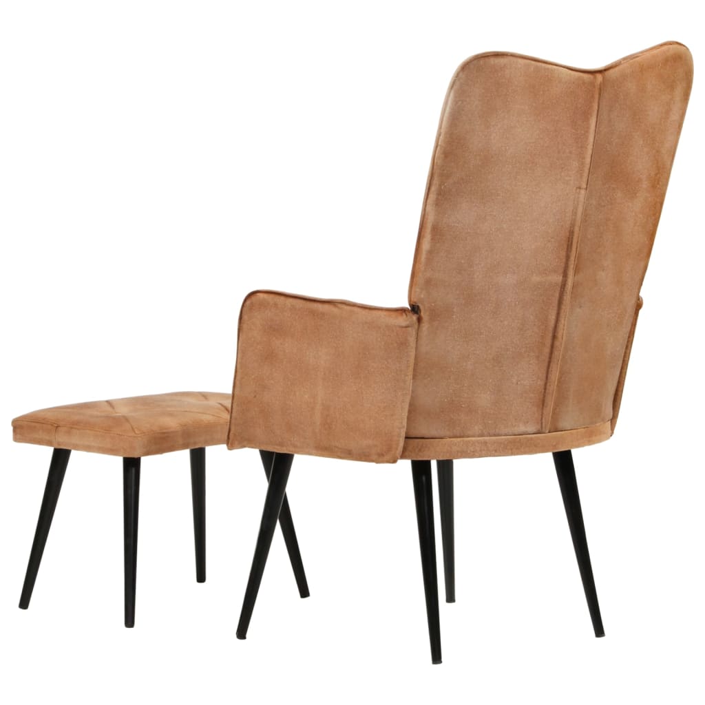 Sillón orejero Anturio con reposapiés marrón 97x55x41 cm posterior