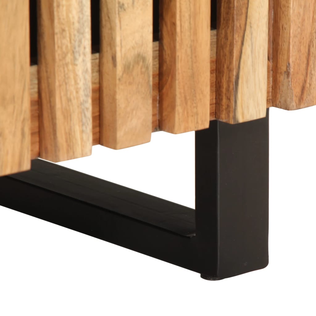 Mesita de noche Aspidistra con puerta madera de acacia natural 46x40x34 cm patas