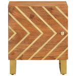 Mesita de noche Agapanto puerta reversible madera de mango marrón/negro 46x40x33,5 cm frontal