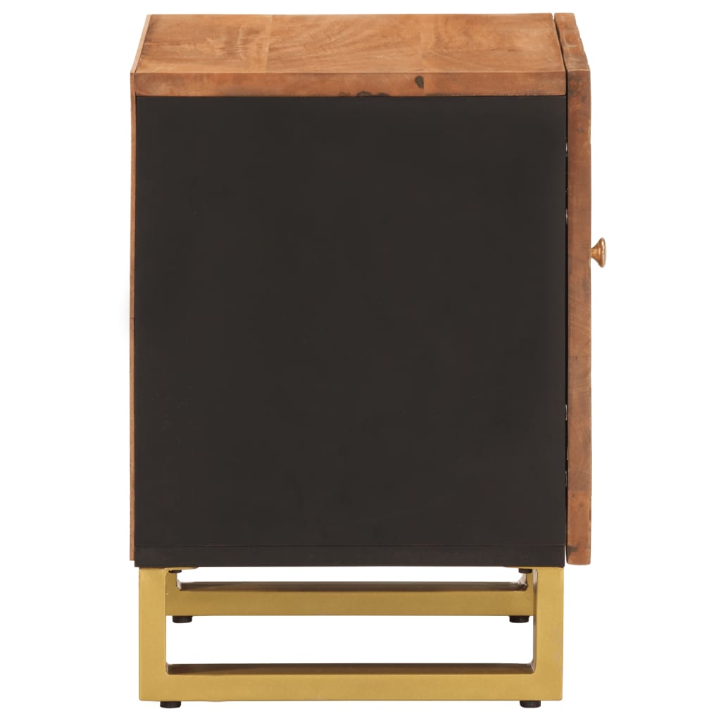 Mesita de noche Agapanto puerta reversible madera de mango marrón/negro 46x40x33,5 cm perfil