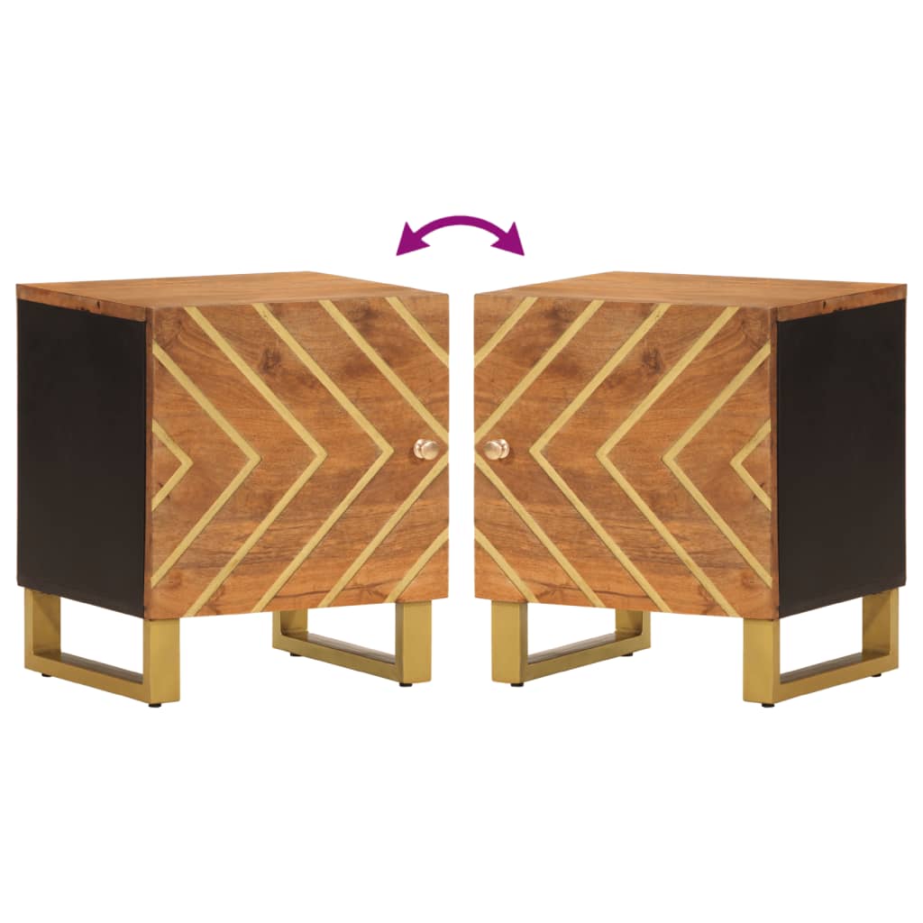 Mesita de noche Agapanto puerta reversible madera de mango marrón/negro 46x40x33,5 cm reversible