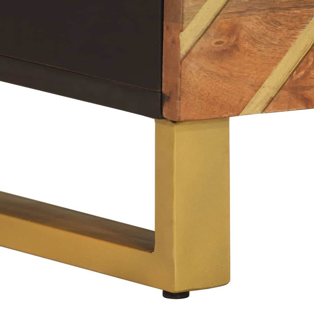 Mesita de noche Agapanto puerta reversible madera de mango marrón/negro 46x40x33,5 cm patas