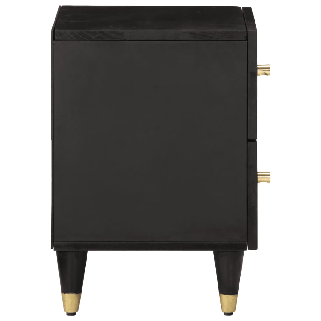 Mesita de noche Culantrillo 2 cajones madera de mango negro 46x40x33 cm perfil