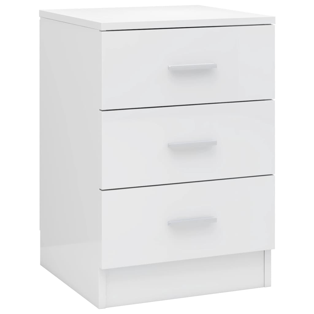 Mesita de noche Carpintero 3 cajones blanco brillo 56x38x35 cm fondo blanco