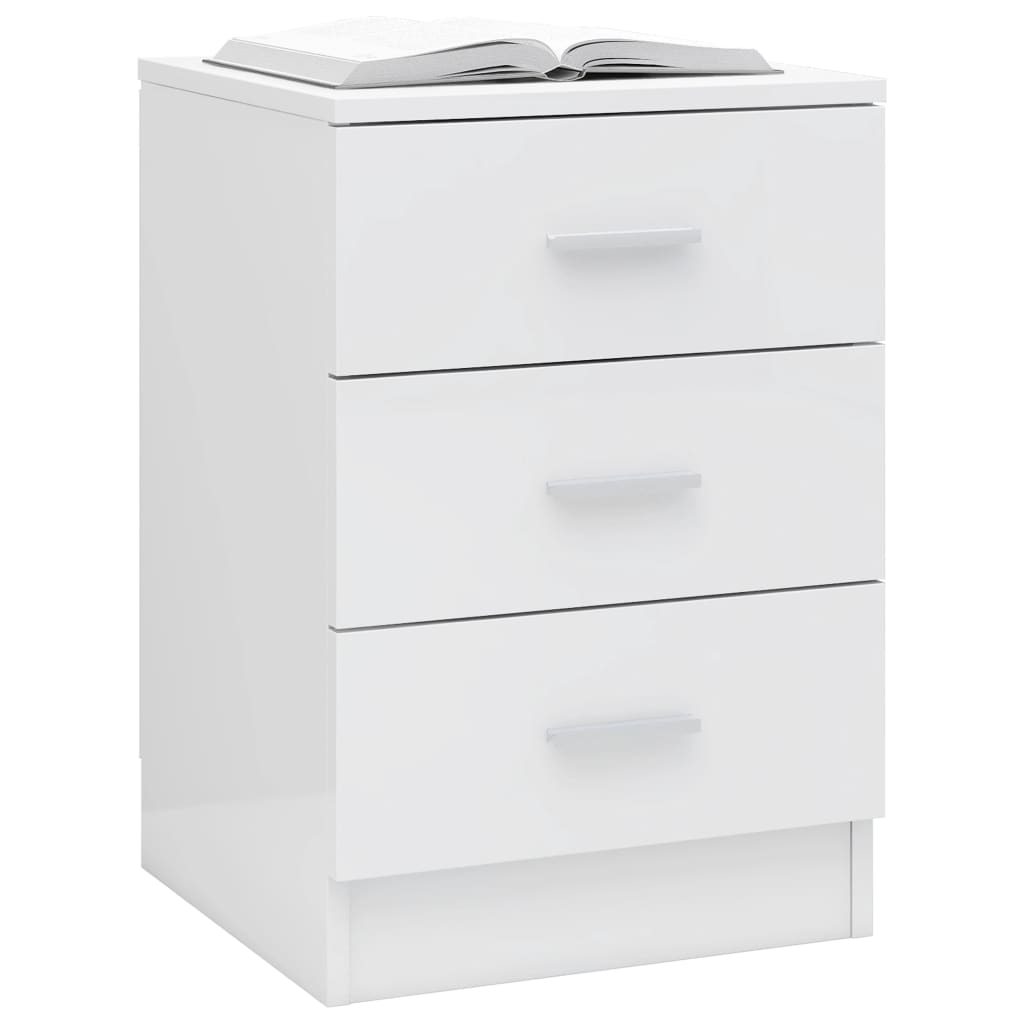 Mesita de noche Carpintero 3 cajones blanco brillo 56x38x35 cm