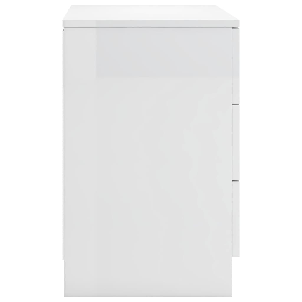Mesita de noche Carpintero 3 cajones blanco brillo 56x38x35 cm perfil