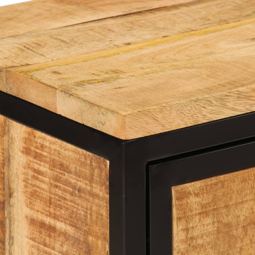 Mesita de noche Areca armario con pomo madera de mango natural 52,5x40x30 cm detalle
