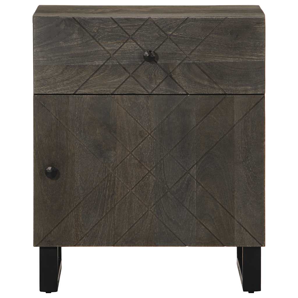 Mesita de noche Cornalina 1 cajón + armario madera de mango negro 60x50x33 cm frontal