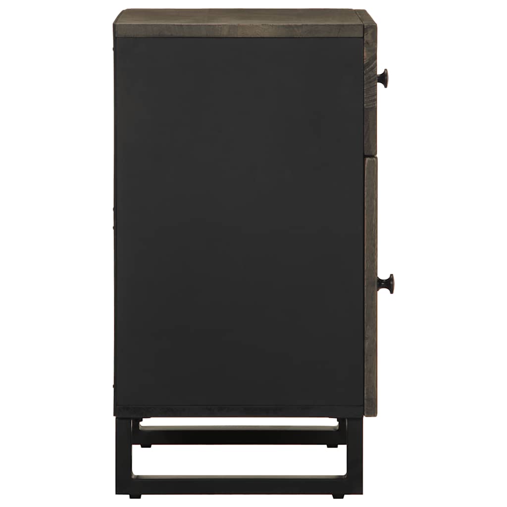 Mesita de noche Cornalina 1 cajón + armario madera de mango negro 60x50x33 cm perfil