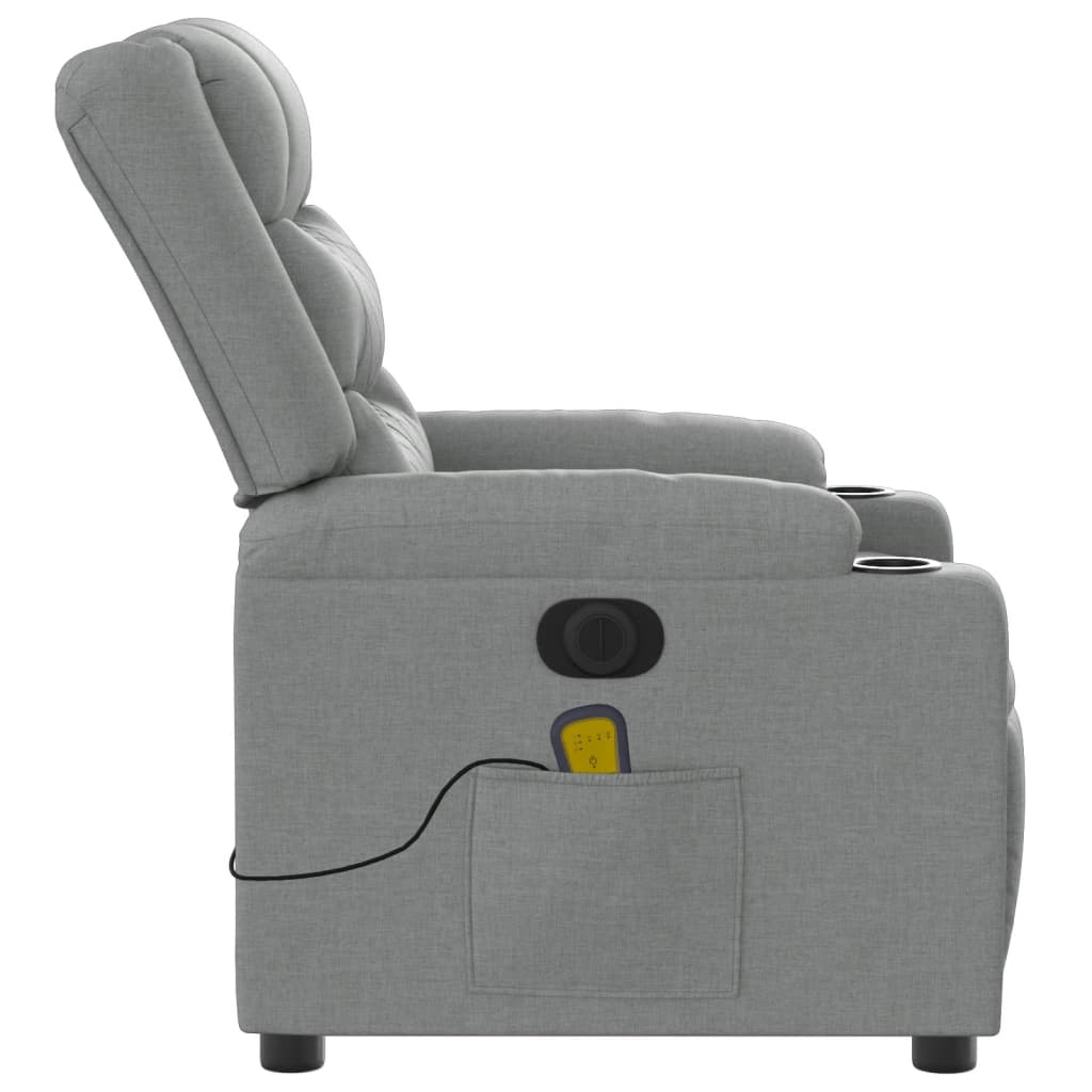 Sillón de masaje Mostera reclinable 6 puntos de masaje gris claro 99x75,5x93 cm