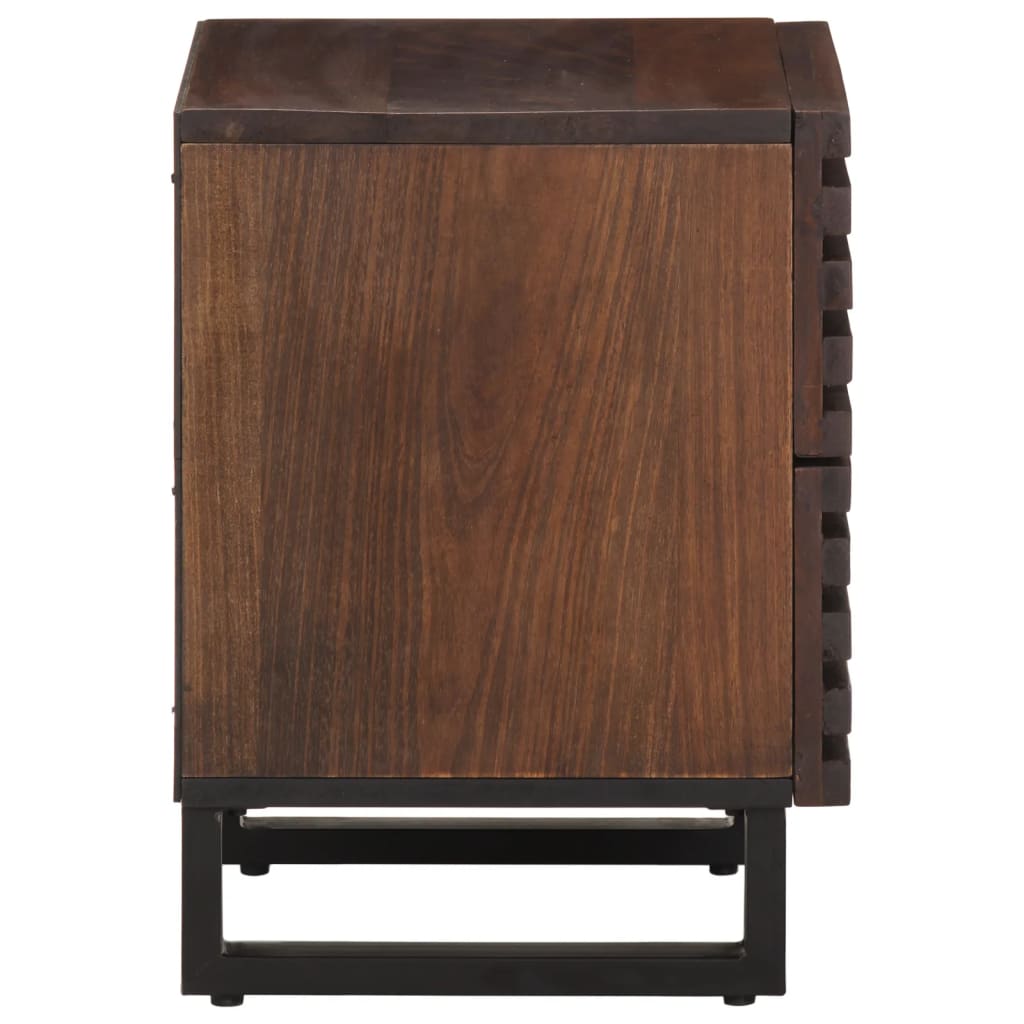 Mesita de noche Gardenia 2 cajones madera de mango marrón oscuro 46x40x34 cm perfil