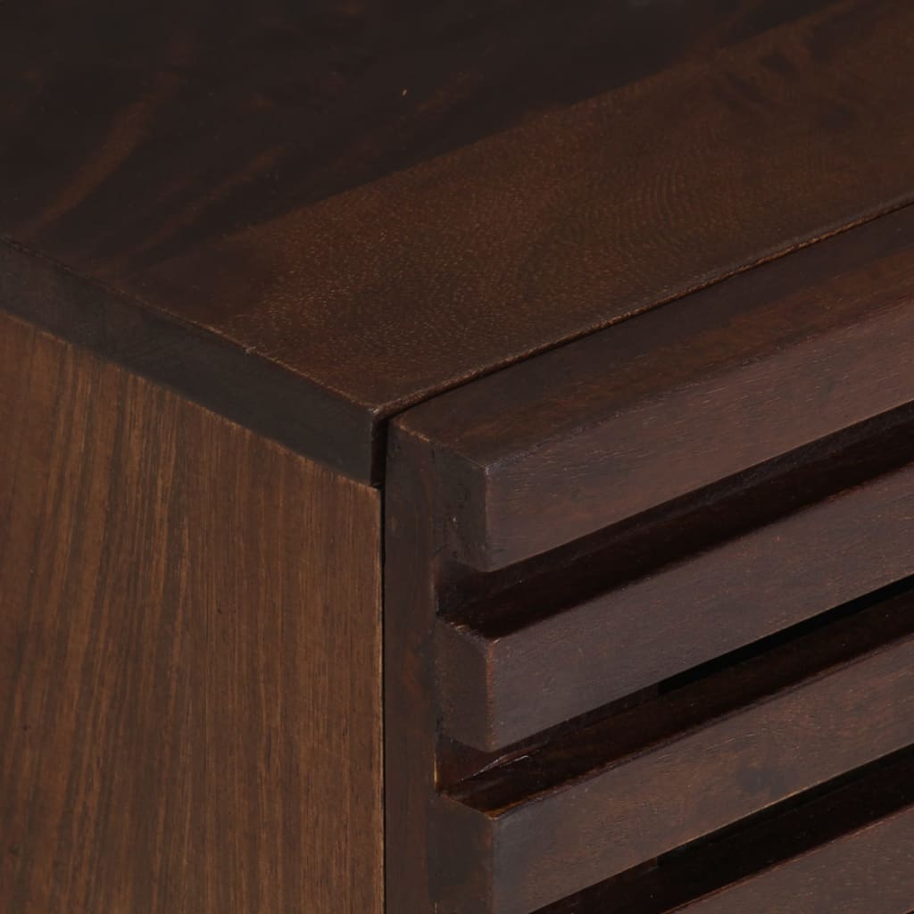 Mesita de noche Gardenia 2 cajones madera de mango marrón oscuro 46x40x34 cm detalle