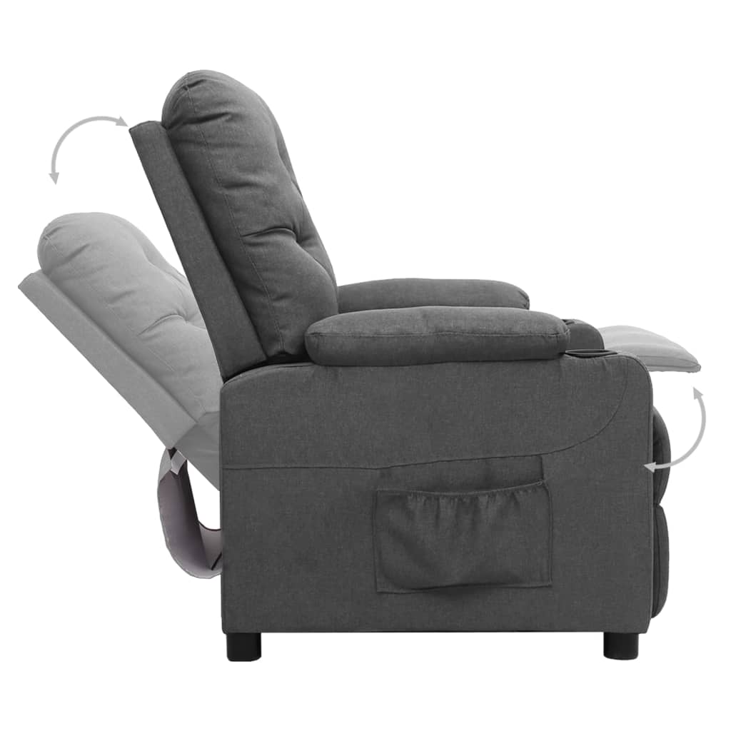 Sillón Marte reclinable con bolsillo lateral gris claro 96,5x78,5x93 cm reclinable