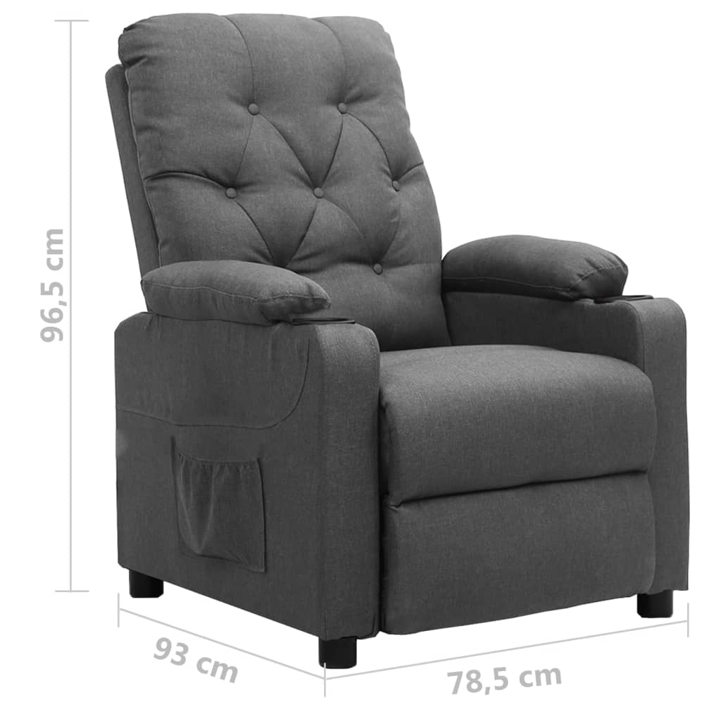 Sillón Marte reclinable con bolsillo lateral gris claro 96,5x78,5x93 cm medidas