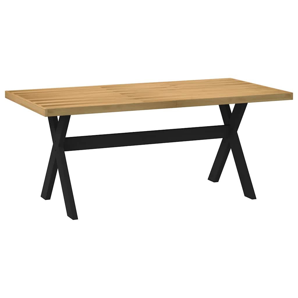 Mesa de comedor Noain diseño X madera de pino natural/negro 75x180x90 cm lateral