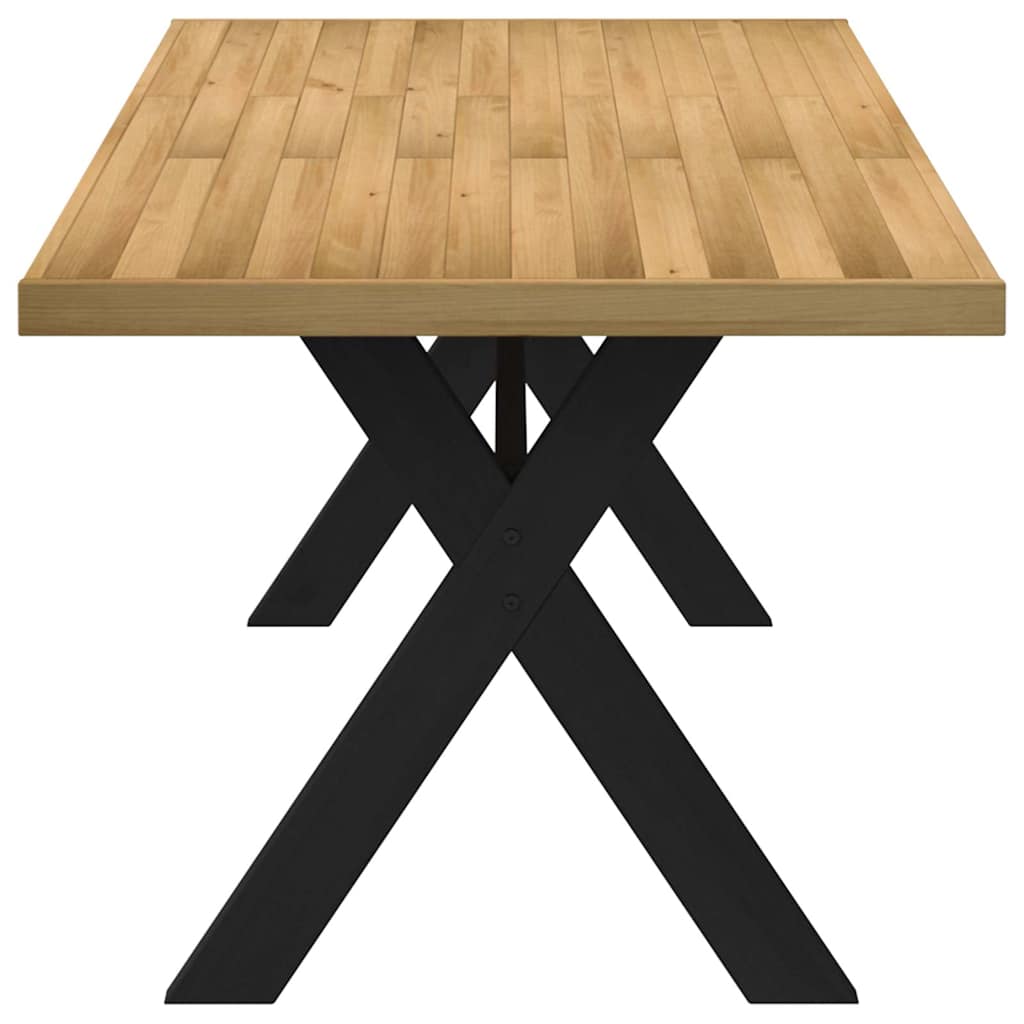 Mesa de comedor Noain diseño X madera de pino natural/negro 75x180x90 cm