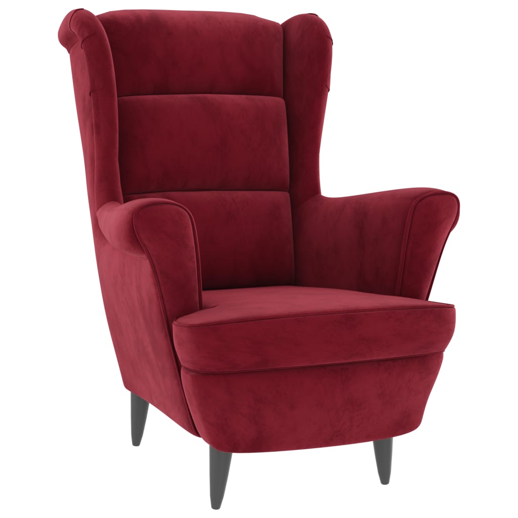 Sillón Reina respaldo alto con reposabrazos granate 100x74x84 cm fondo blanco