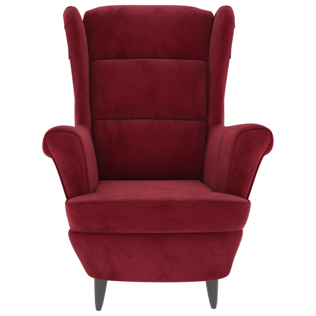 Sillón Reina respaldo alto con reposabrazos granate 100x74x84 cm frontal