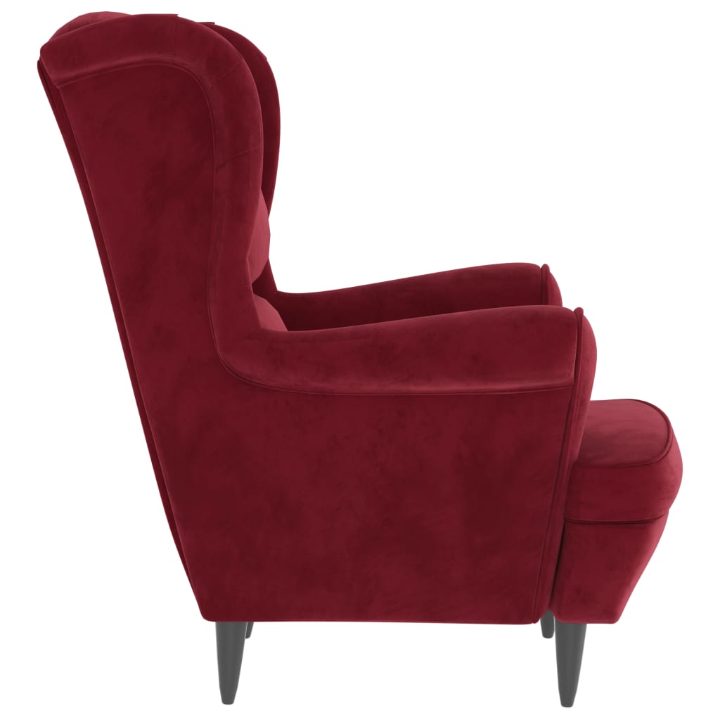Sillón Reina respaldo alto con reposabrazos granate 100x74x84 cm perfil