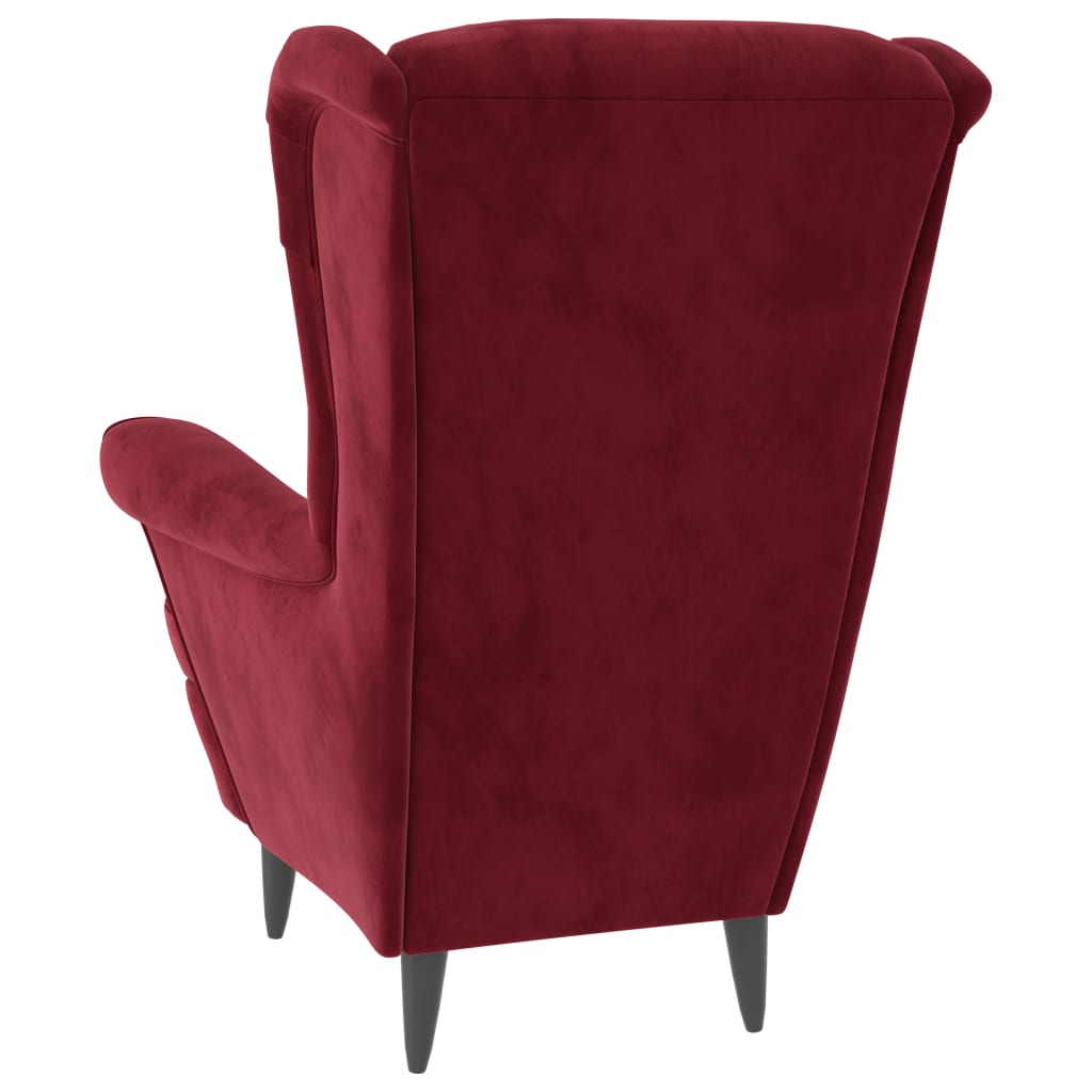 Sillón Reina respaldo alto con reposabrazos granate 100x74x84 cm posterior