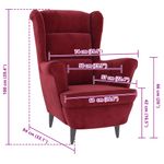 Sillón Reina respaldo alto con reposabrazos granate 100x74x84 cm medidas