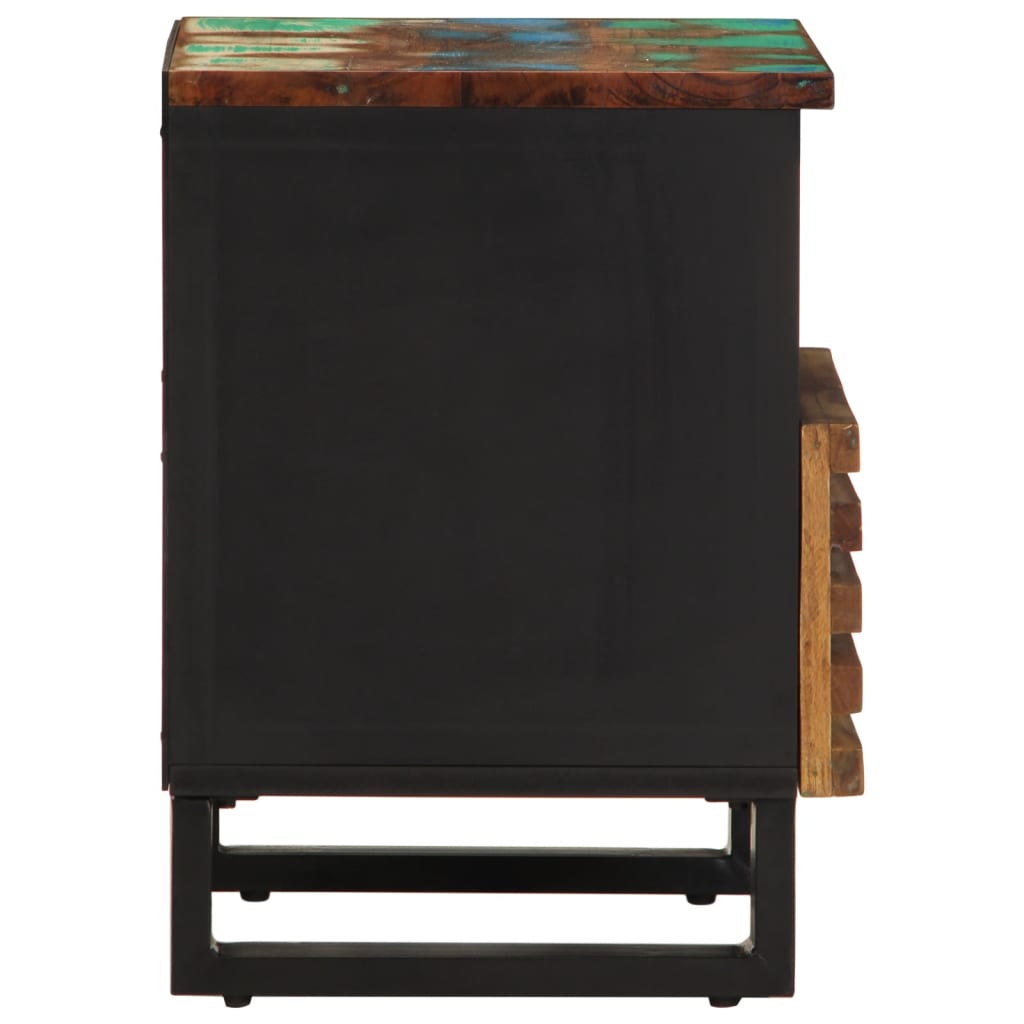 Mesita de noche Yuca 1 cajón + compartimento madera reciclada multicolor 46x40x34 cm perfil