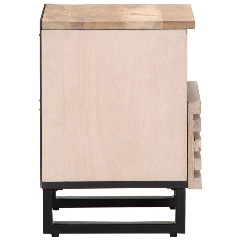 Mesita de noche Brezo 1 cajón + compartimento madera mango blanqueado natural 46x40x34 cm perfil